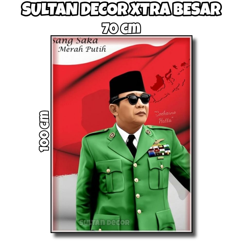 Jual LUKISAN POSTER CETAK SUKARNO XTRA BESAR UKURAN 100X70CM 150X100CM ...