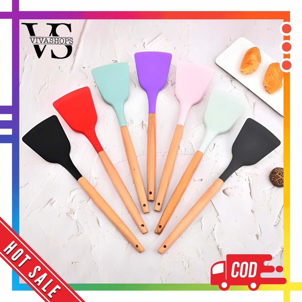 Jual Sillicone Utensil Spatula Silikon Gagang Kayu / Spatula Silikon