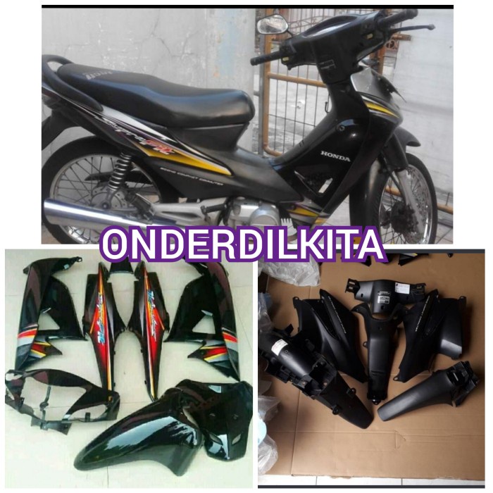 Jual Cover Full Body Kasar Halus Supra Fit New Hitam Striping Shopee Indonesia