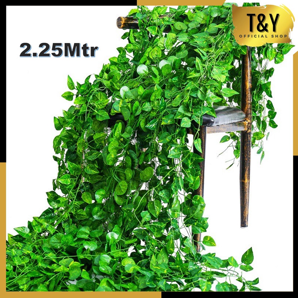T&Y Daun Rambat Plastik Palsu Artificial Plastik Sulur 2.25Mtr Daun Imitasi Daun Hias Tanaman Gantung Hijang Sintetis Dekorasi Ruangan Rumah Kamar Kantor