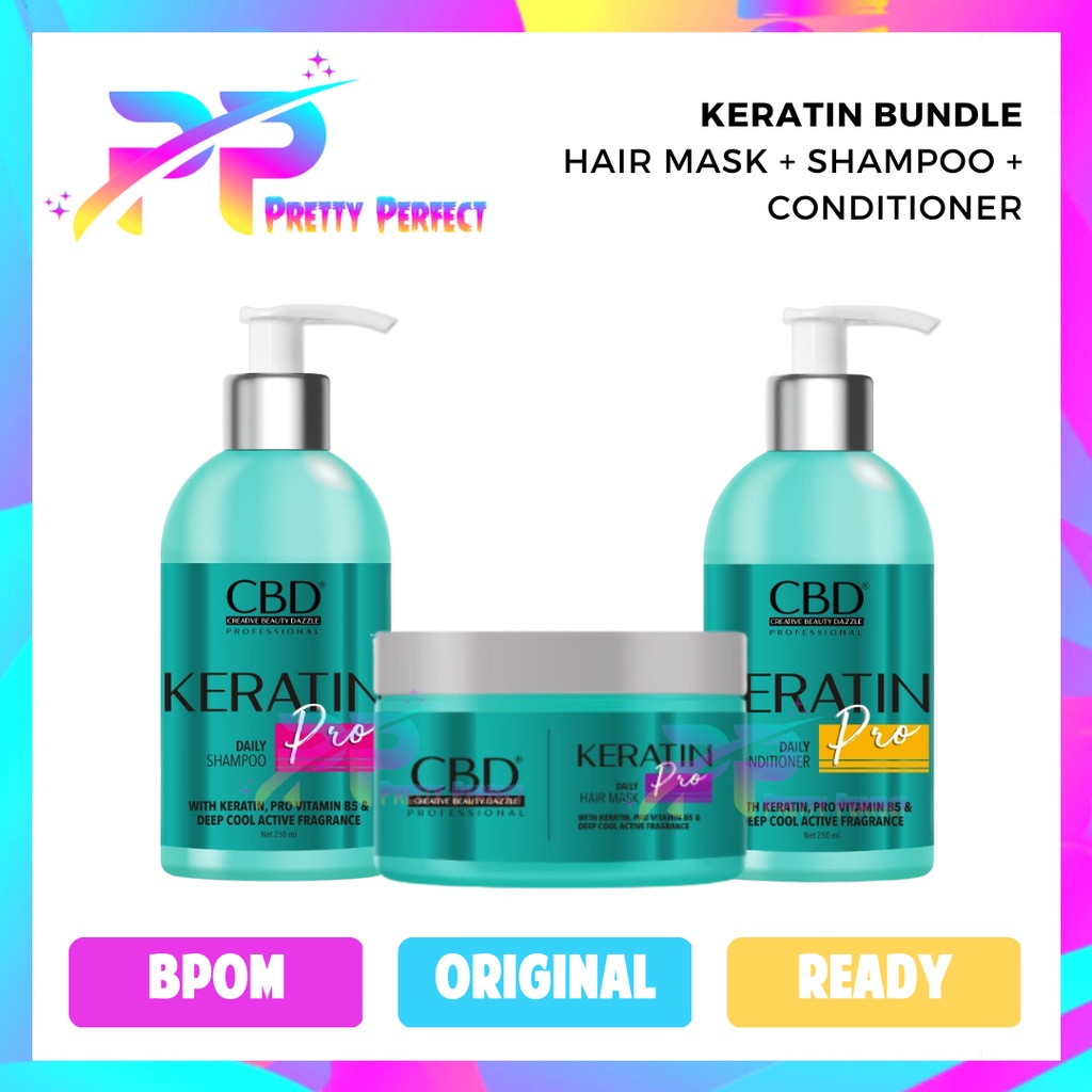 Jual CBD Keratin Pro Paket 3 In 1 Hair Mask + Shampoo + Conditioner ...