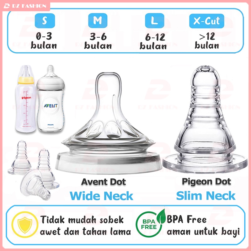 Jual Dot bayi untuk Pigeon slim neck wide neck Dot bayi botol susu ...