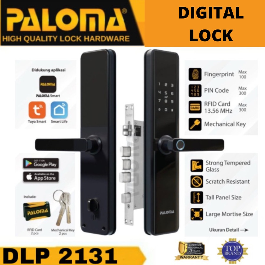 Jual SMART DIGITAL LOCK KUNCI PINTU DOOR HANDLE HOME PALOMA DLP 2131 ...