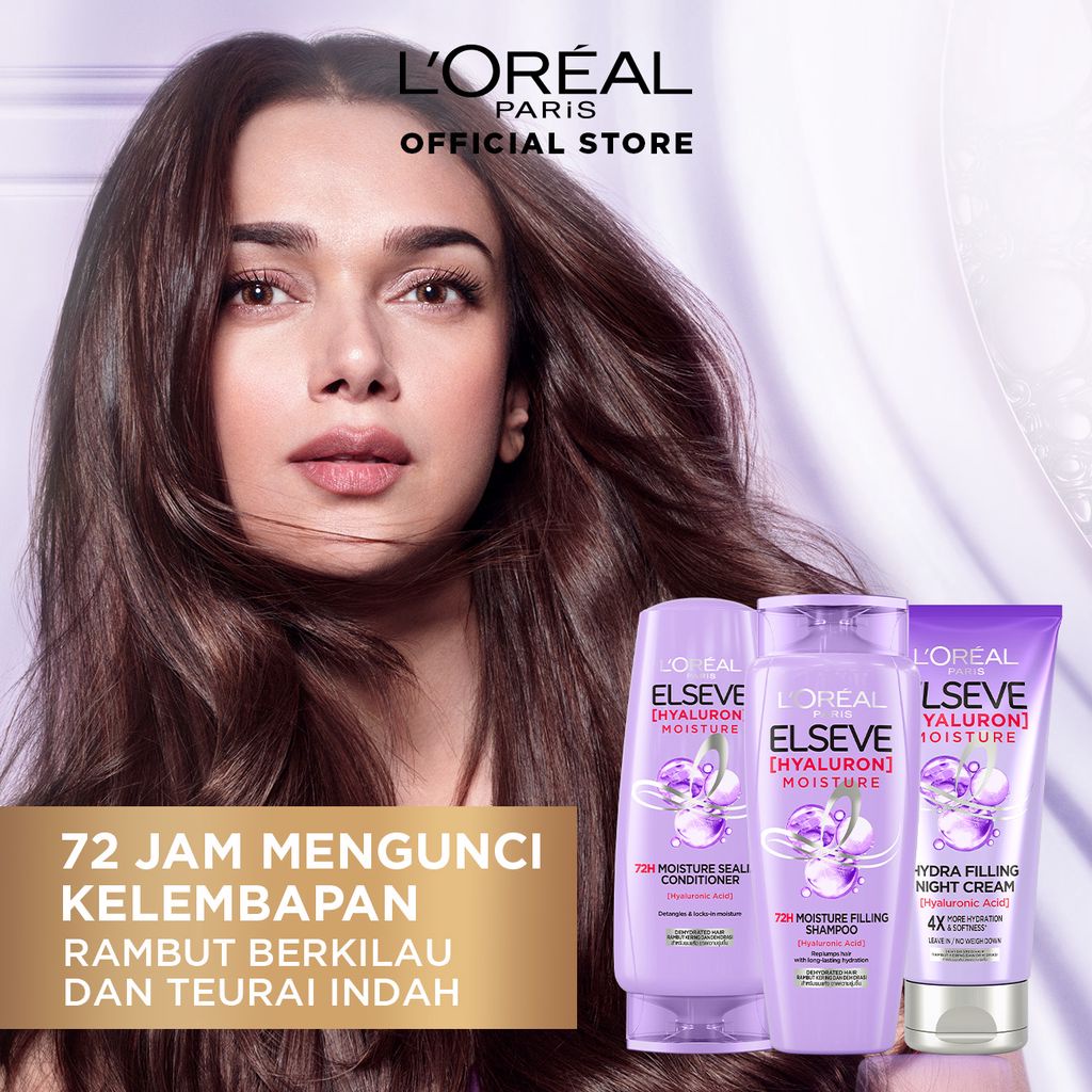 Jual Loreal Paris ELSEVE Hyaluron Shampoo, Conditioner, Moisture Hydra Filling Night Cream