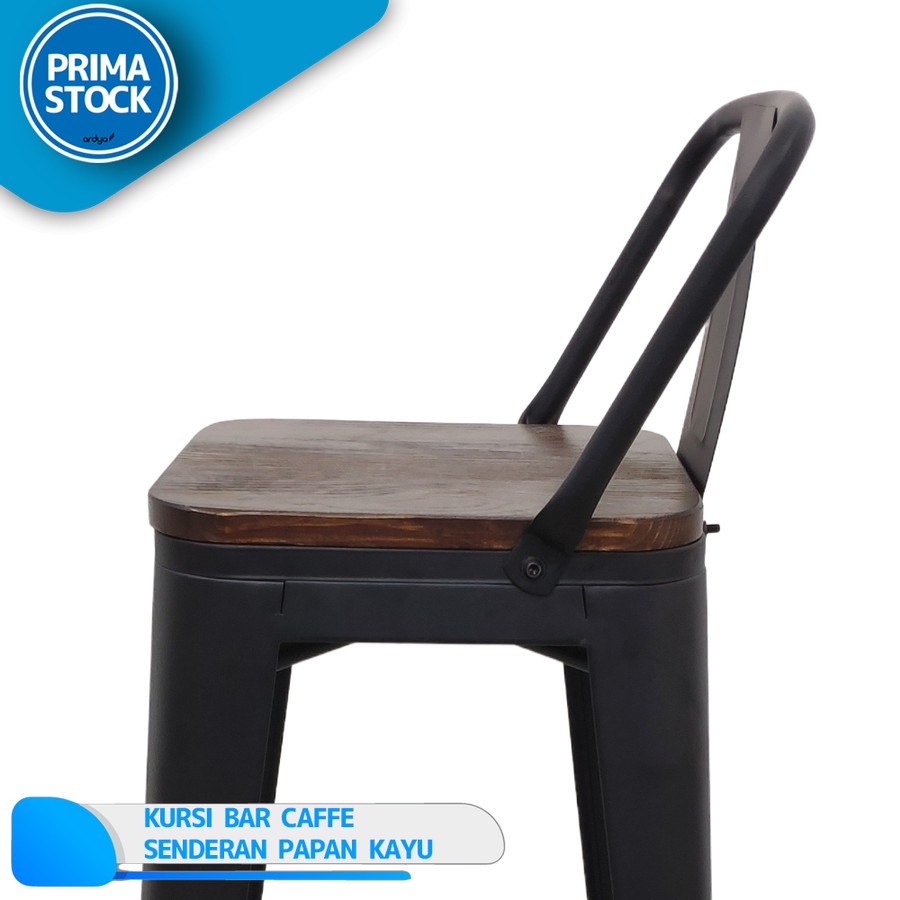 Jual KURSI CAFE TINGGI BAR STOOL BESI METAL DUDUKAN KAYU + SANDARAN ...