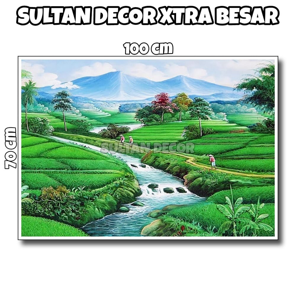 Jual LUKISAN POSTER CETAK PEMANDANGAN SAWAH GUNUNG XTRA BESAR UKURAN