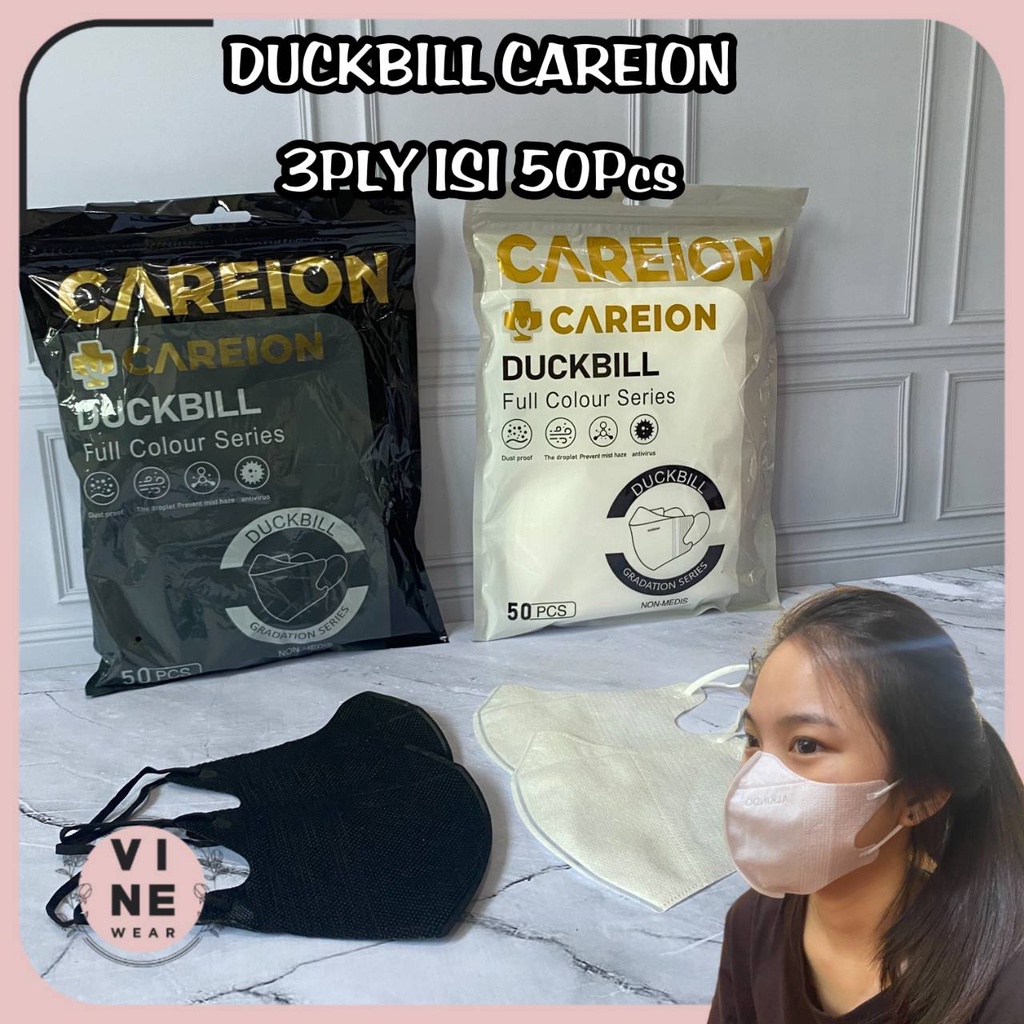 Jual MASKER DUCKBILL 3PLY ISI 50 PCS CAREION MASKER DUCKBILL - Hitam ...