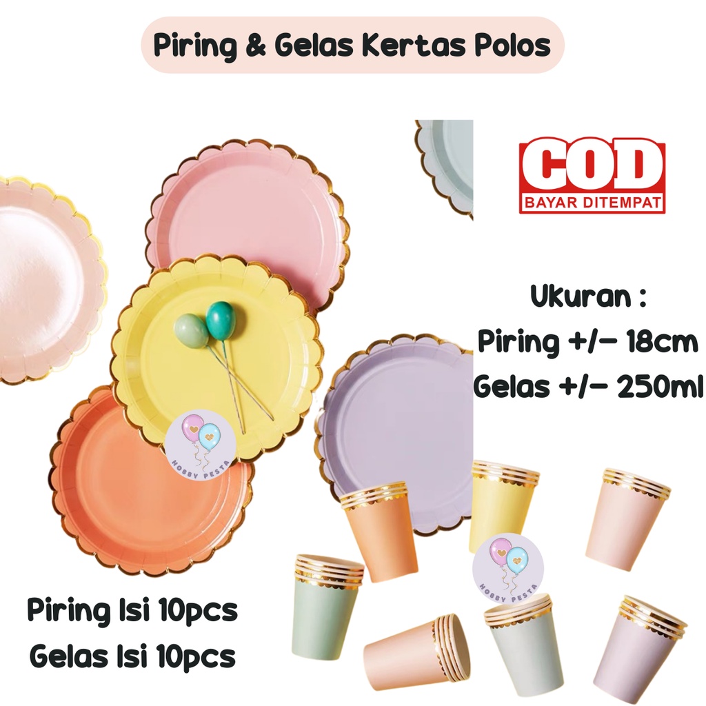Jual PIRING KERTAS ULTAH POLOS LIST GOLD ISI 10 PCS / PAPER CUP MOTIF ...