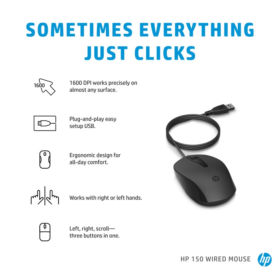 Jual Wired Mouse HP150 AP (240J6AA) | Shopee Indonesia