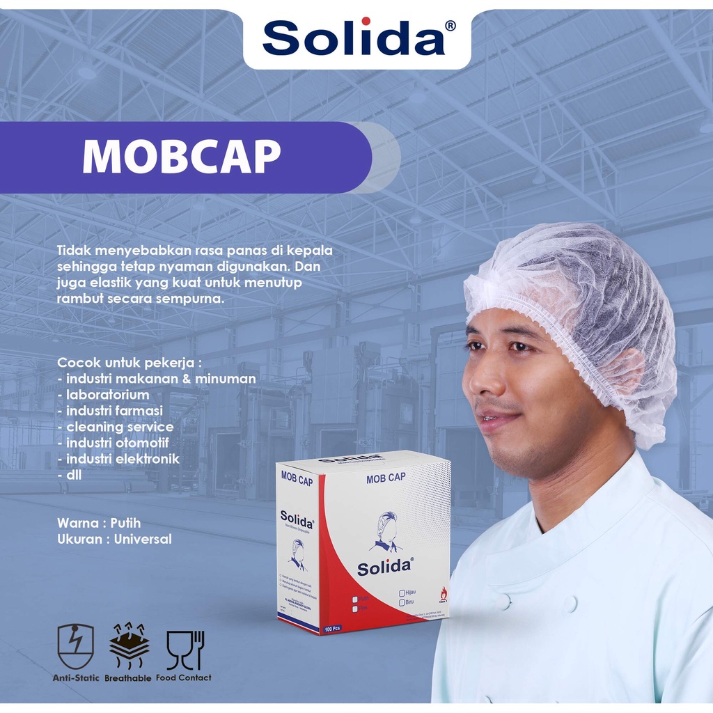 Jual Mobcap Solida Hairnet Nurse Cap Penutup Kepala Medis Isi 100 Pcs