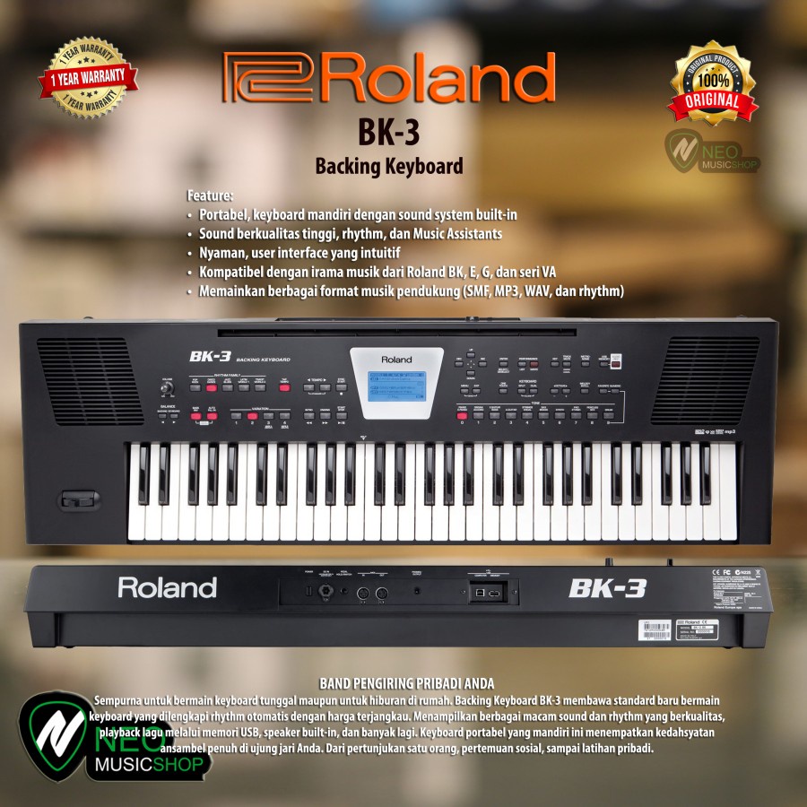 Jual Roland BK3 Backing Keyboard Arranger | Shopee Indonesia