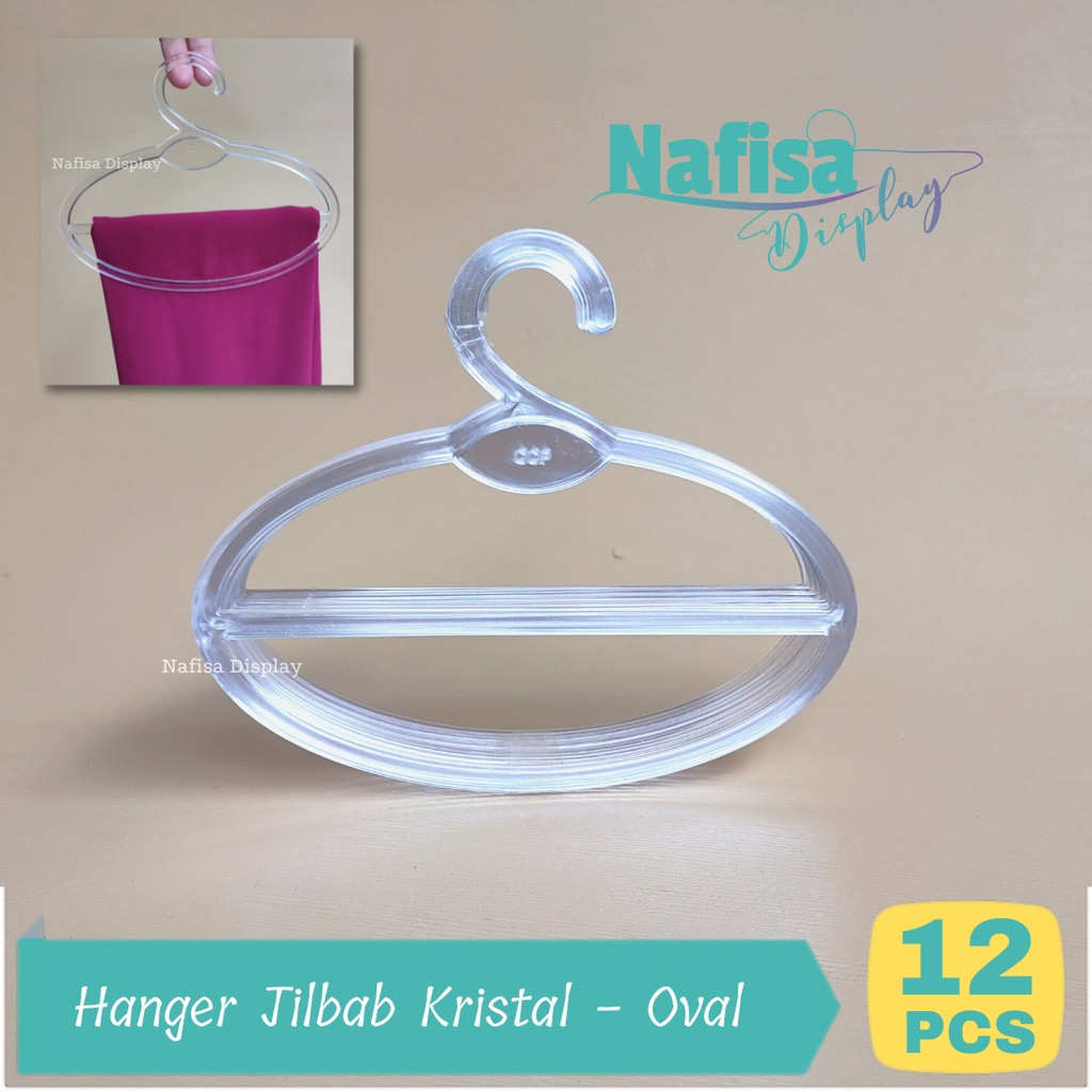 Jual Hanger Jilbab Kristal Oval 1 Lusin Untuk Hijab Segi Empat Dan Pashmina Nafisa Display