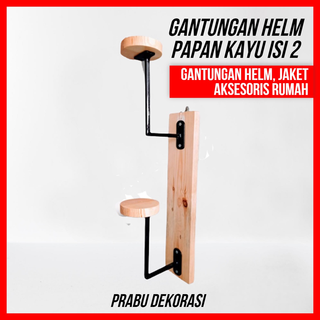 Jual Gantungan Helm Papan Kayu Isi Modern Tempel Dinding Rak Cantolan Tingkat Kayu Helm