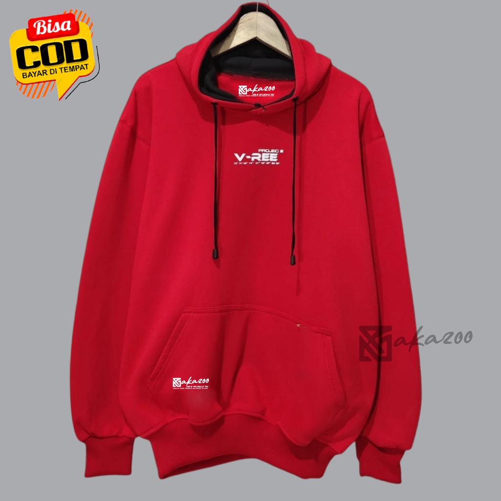 Jual switer distro pria original bandung AKAZOO warna merah projec V