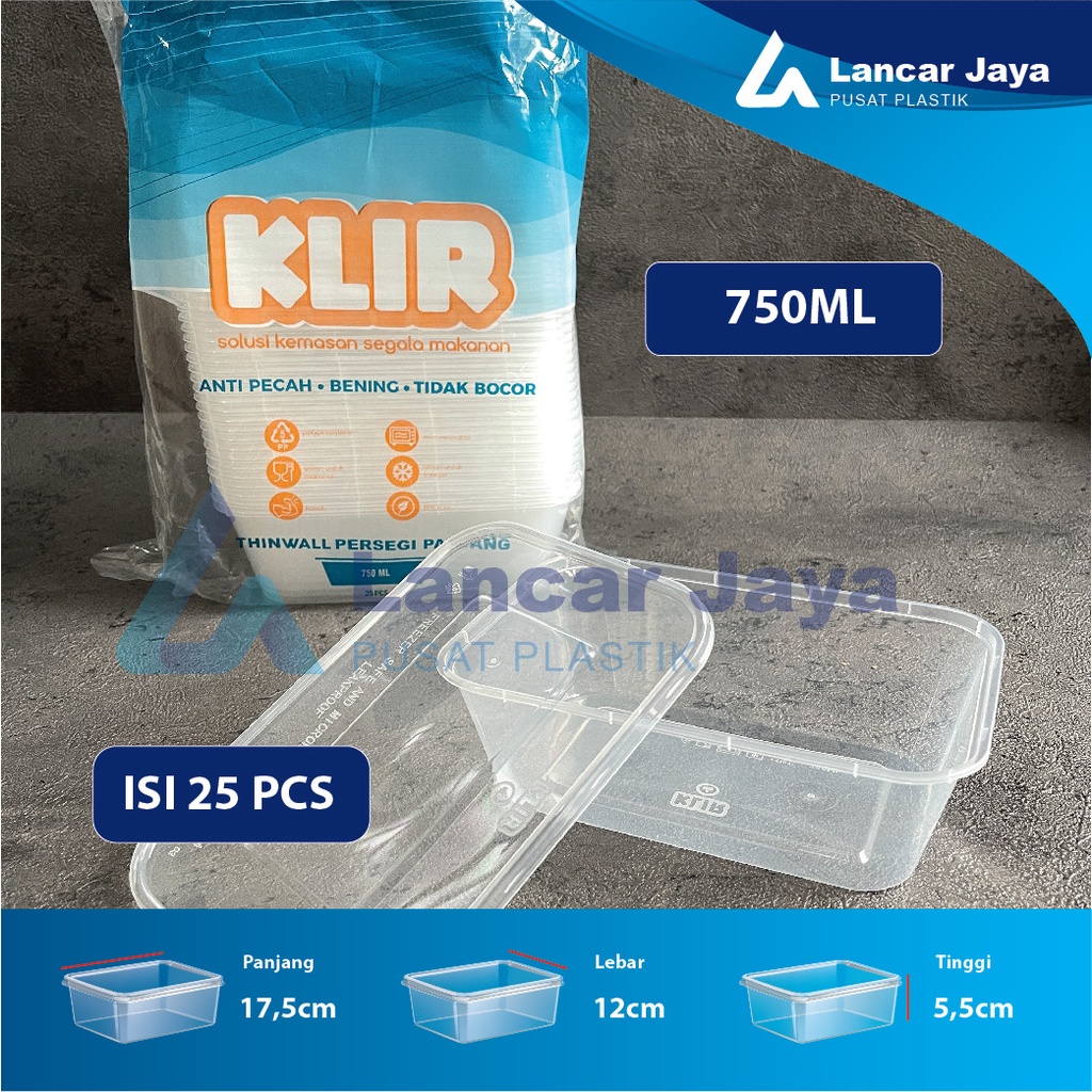 Jual Thinwall Klir Rectangle Persegi Panjang 750 Ml Kotak Makan Isi 25 Set Shopee Indonesia 0272