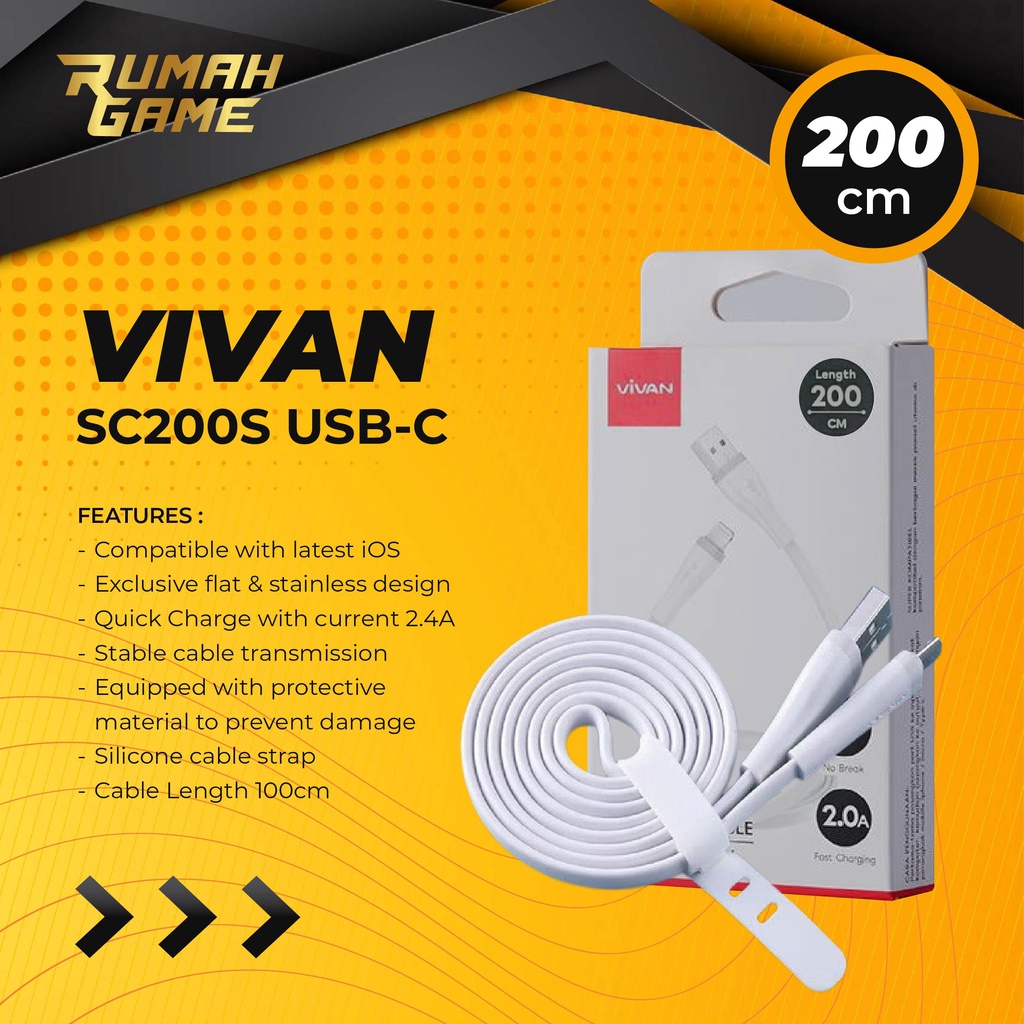 Jual Vivan Sc S Charging Cable Type C Meter A Cm Kabel Data Usb C Shopee Indonesia