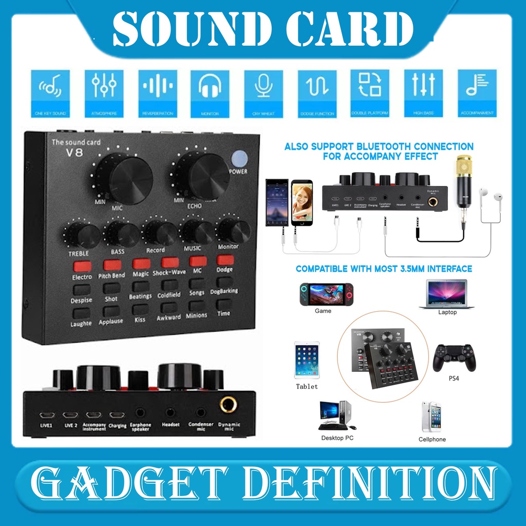 Jual Sound Card Bluetooth Live Mixer Audio USB External Broadcast