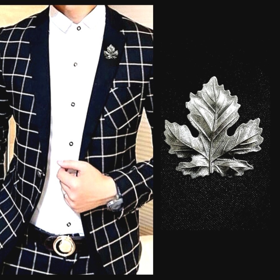 Jual Metal Silver Maple Leaves Daun Pin Bros Jas Tuxedo Kameja Mens ...