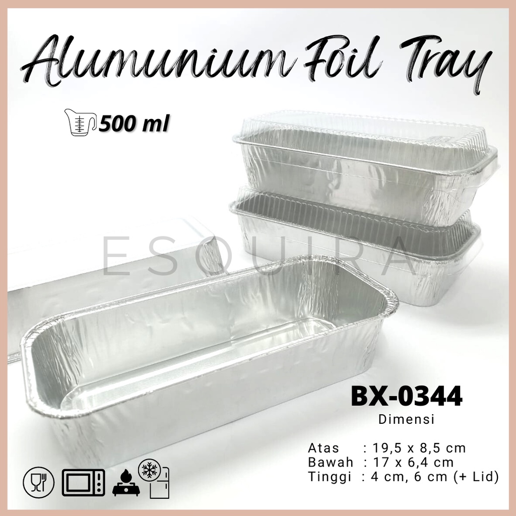 Jual Aluminium Foil Tray 500 ML / Silver + Lid / 10 PCS / BX-0344 ...