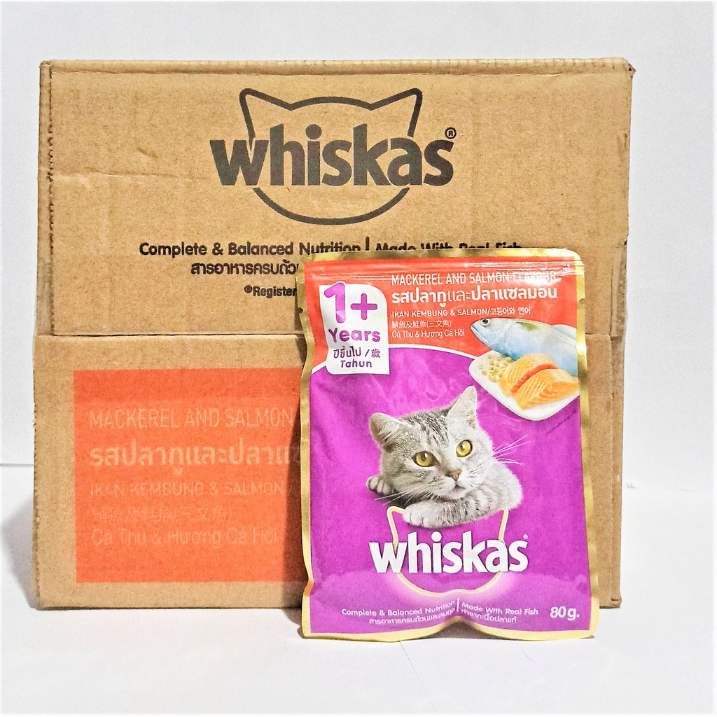 Jual WHISKAS POUCH 1 dus box karton makanan kucing basah isi 24 sashet