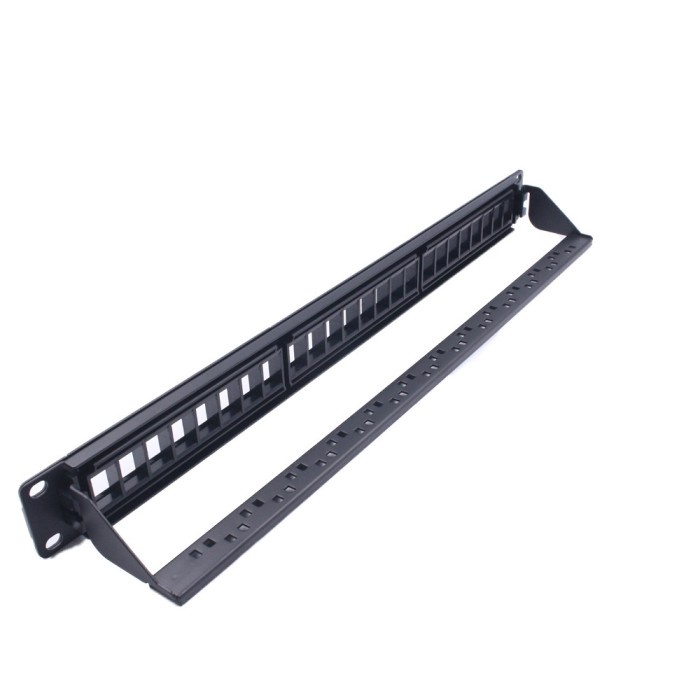 Jual 19Inch 1U Cabinet Rack Pass-Through 24 Port Cat6 Patch Panel Rj45 ...
