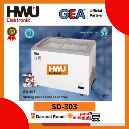 Jual GEA SD303 LEMARI PEMBEKU GESER 303 Liter / Sliding Curve Glass