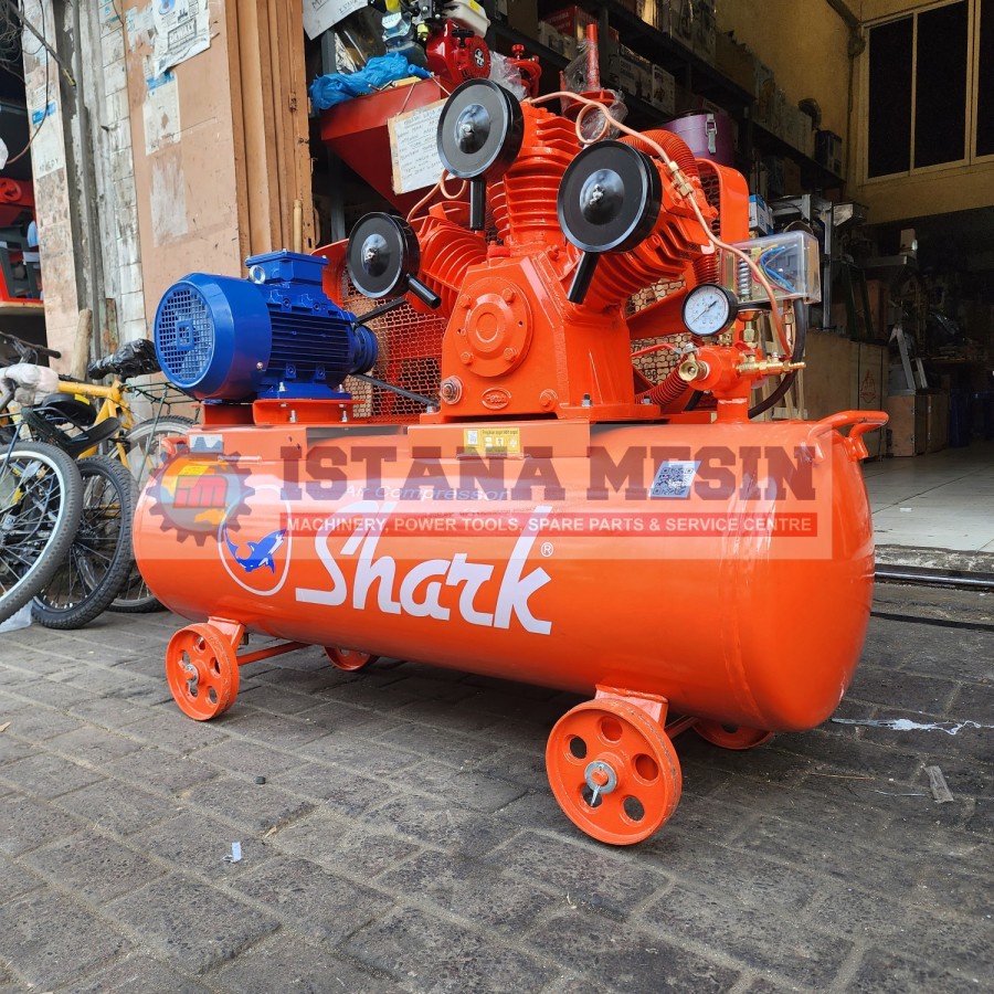 Jual MESIN KOMPRESSOR UDARA ANGIN SHARK 5HP COMPLETE DINAMO MOTOR