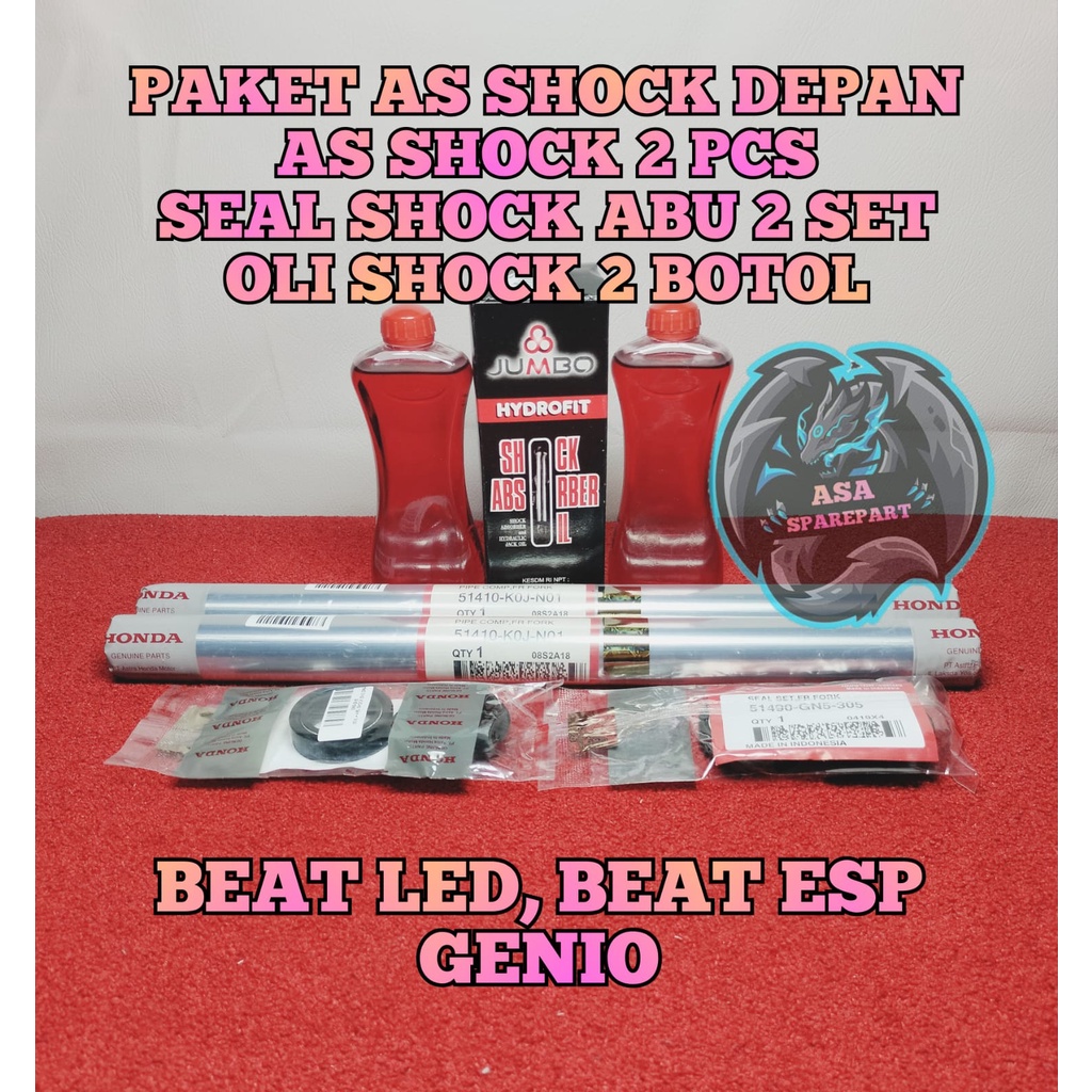 Jual PAKET AS SHOCK 2 PCS , SEAL SHOCK ABU 2 SET , OLI SHOCK 2 BTL SOK ...