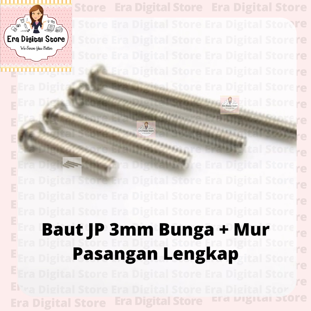 Jual Baut JP 3mm Bunga + Mur Pasangan Lengkap | Shopee Indonesia