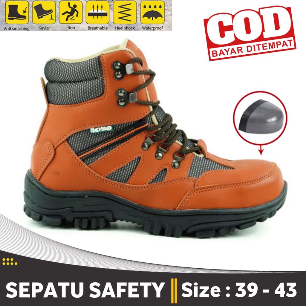 Jual Sepatu Safety Pria Boots Kulit Kerja Proyek Lapangan Riding ...