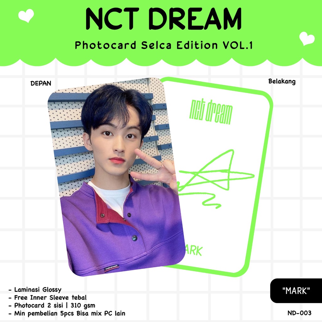 Jual Photocard Nct Dream Selca Edition Vol1 Glossy 2 Sisi Tanda Tangan