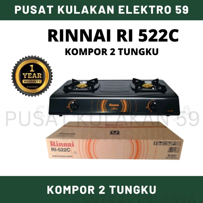 Jual Kompor gas 2 tungku Rinnai RI 522C / kompor gas rinnai 522c ...