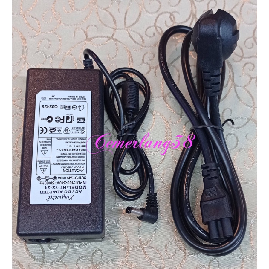Jual Adaptor ac / dc 24v 3a + Kabel Power Switching Power Supply 24 v 3 ...