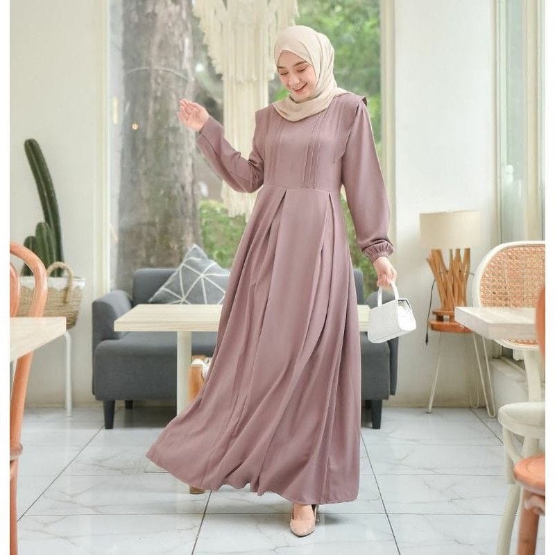 Jual Model Gamis Terbaru 2023 Hitam Polos Simpel Modern Remaja Dress Wanita Muslim Pesta Elegan 8965