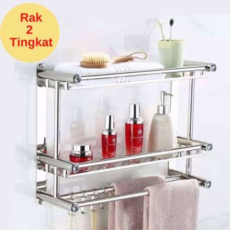 Jual Rak kamar mandi 2 susun/rak serbaguna stainless steel model ...