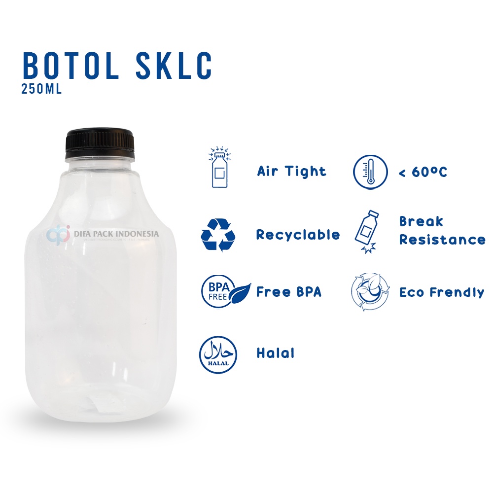 Jual Botol jus 750ml/Botol SKLC 750ml tutup hitam/botol minuman ...