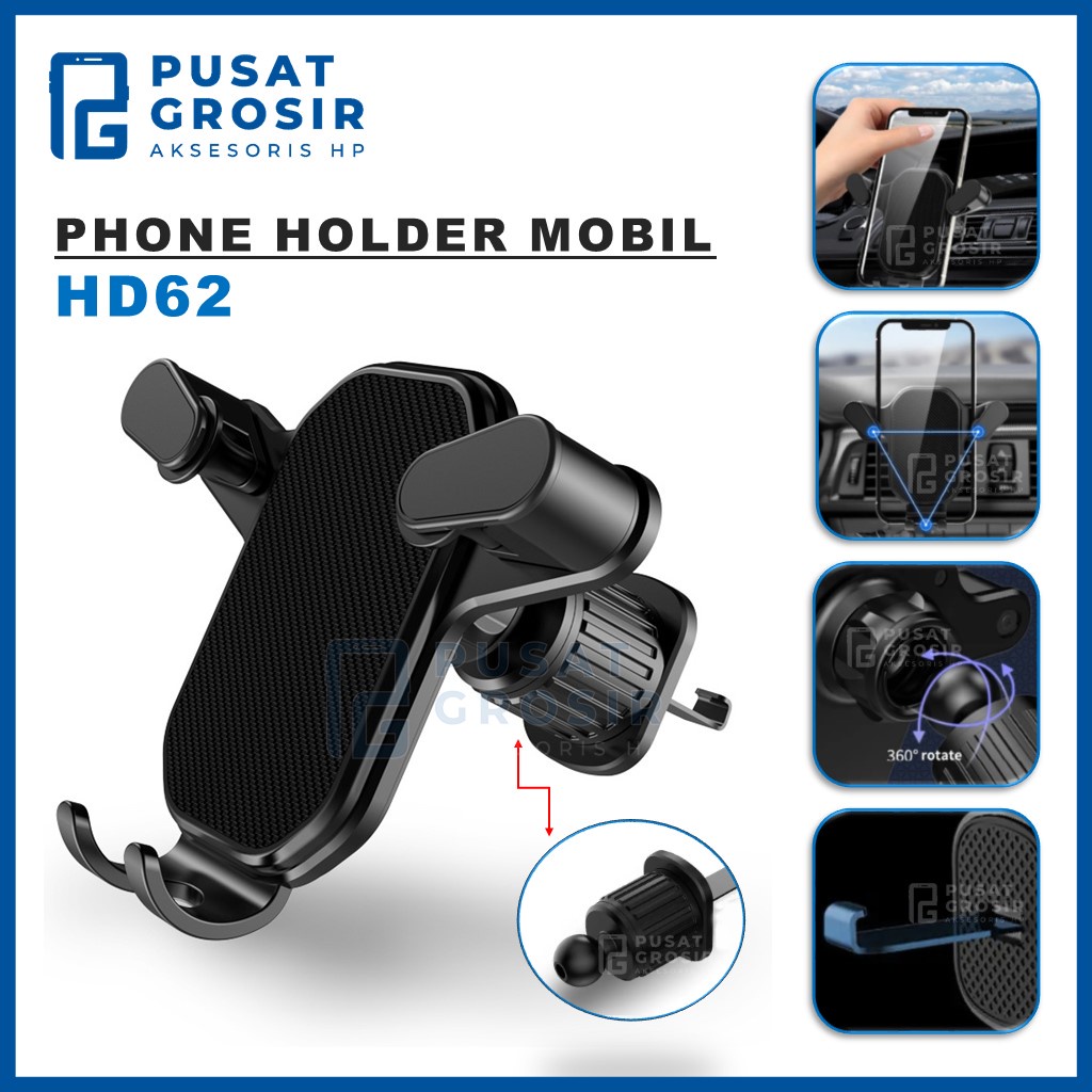 Jual Car Phone Holder HD62 HD 62 Pasang AC Mobil Tempat Dudukan Hape Stand Handphone Alat