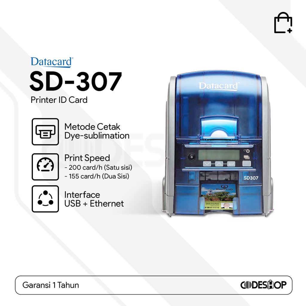 Jual Datacard SD 307 Printer Cetak Kartu PVC RFID Satu Sisi 300 dpi USB ...