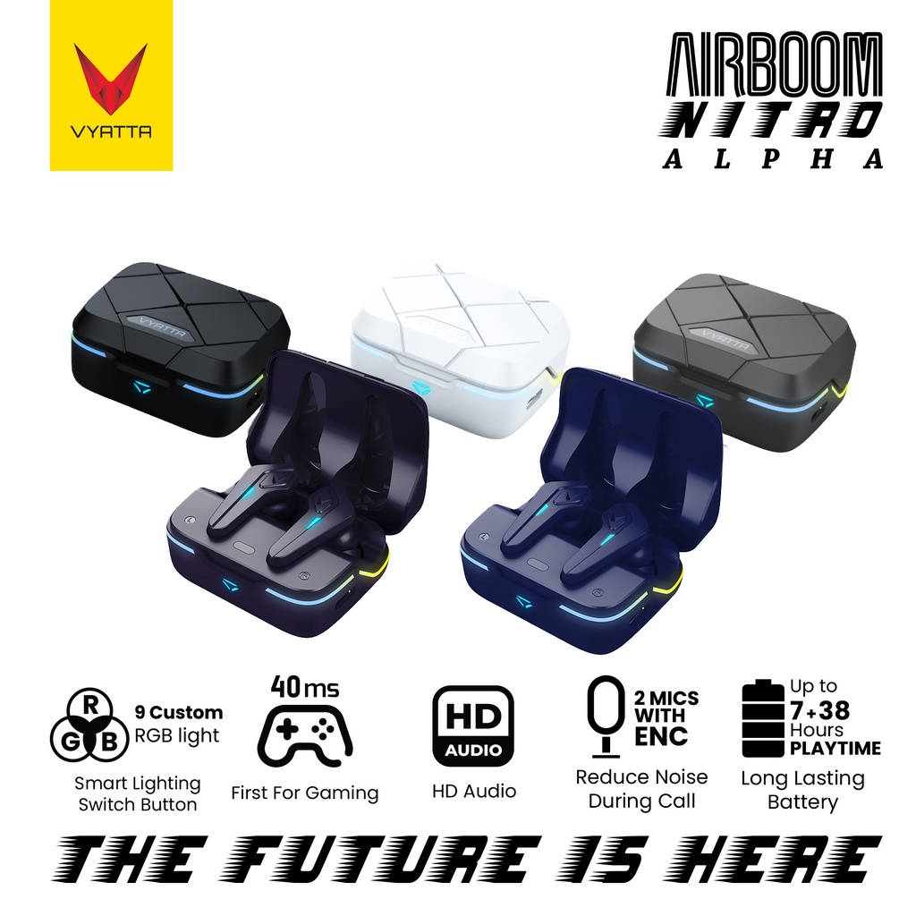 Jual VYATTA AIRBOOM NITRO ALPHA TWS BLUETOOTH HEADSET EARPHONE GAMING ...