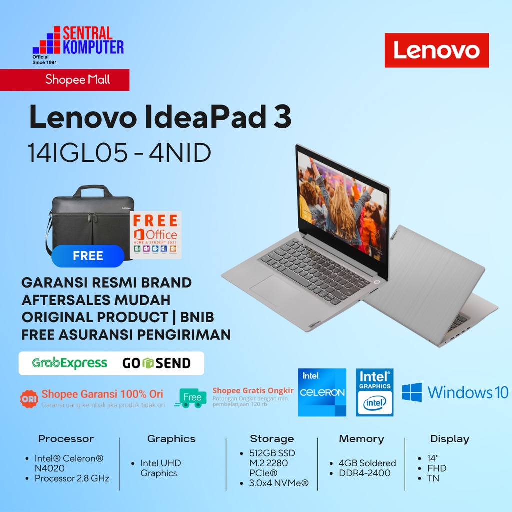 Jual Lenovo Ideapad Slim Igl Celeron N Gb Gb Ssd Win Ohs Shopee Indonesia