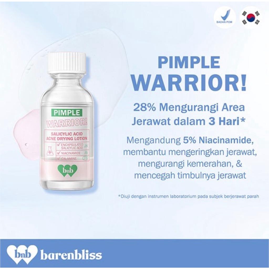 Jual BNB BARENBLISS PIMPLE WARRIOR! SALICYLIC ACID ACNE DRYING LOTION