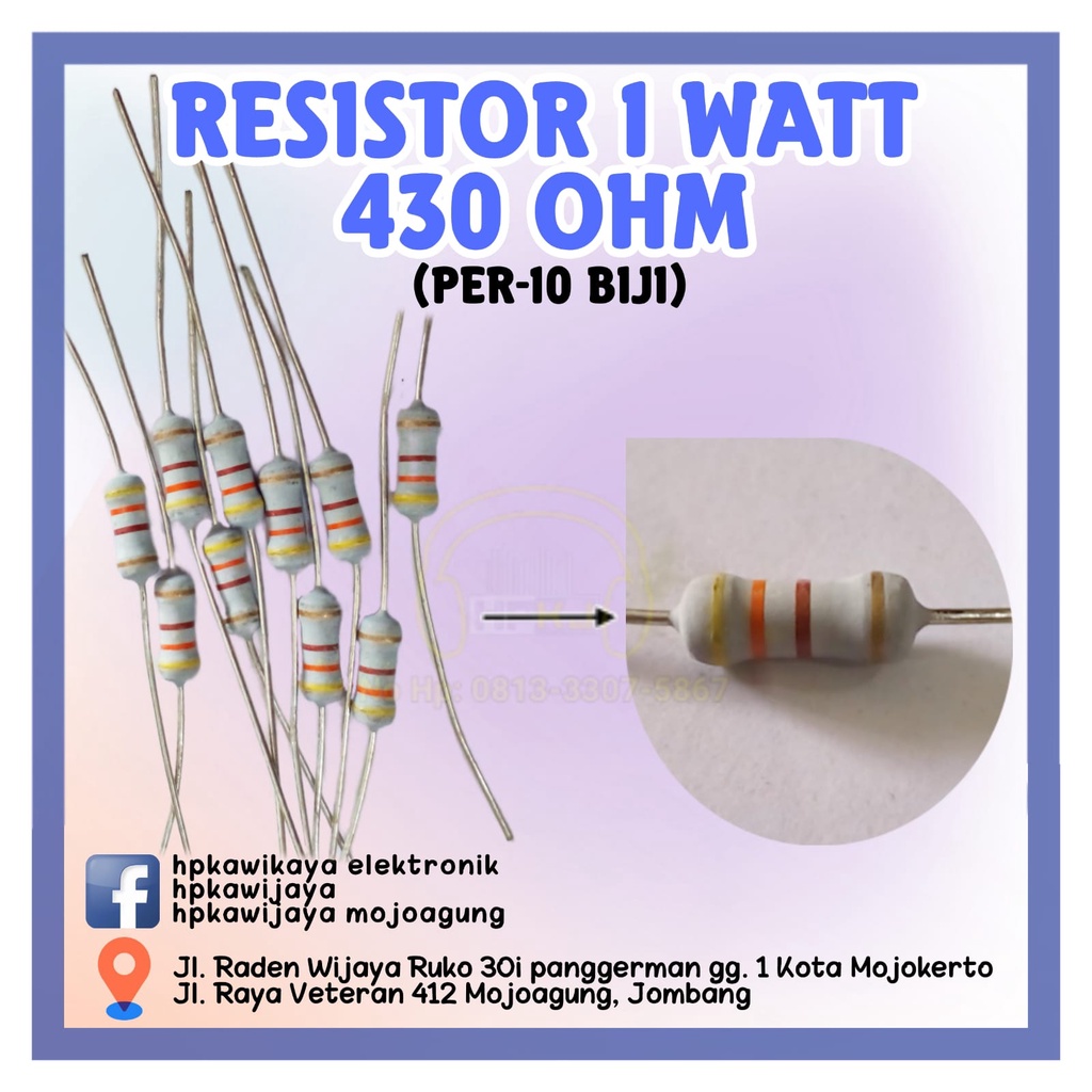 Jual ( 40PCS ) RESISTOR 1 WATT 430 OHM 1watt 430ohm R 1 watt 430 ohm ...