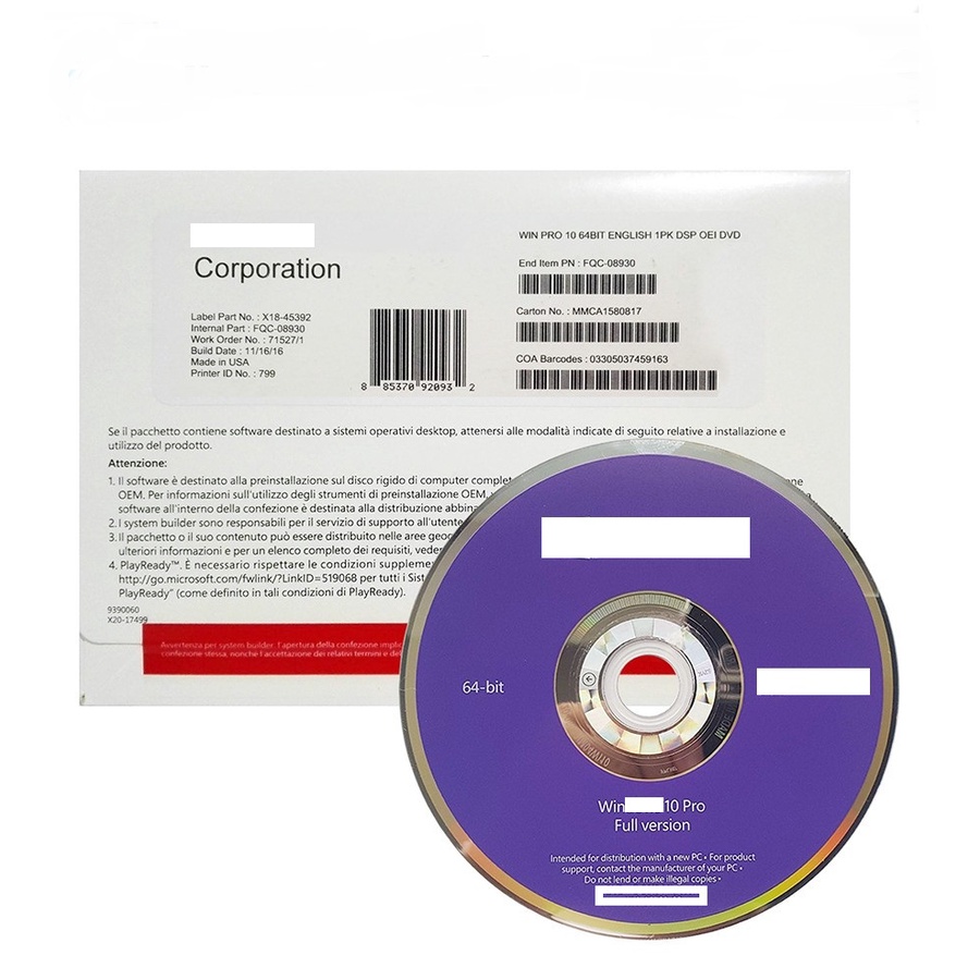 Jual Win 10 pro 64 bit english dsp dvd 1 Pcs full pack 21h2 - Win10 ...