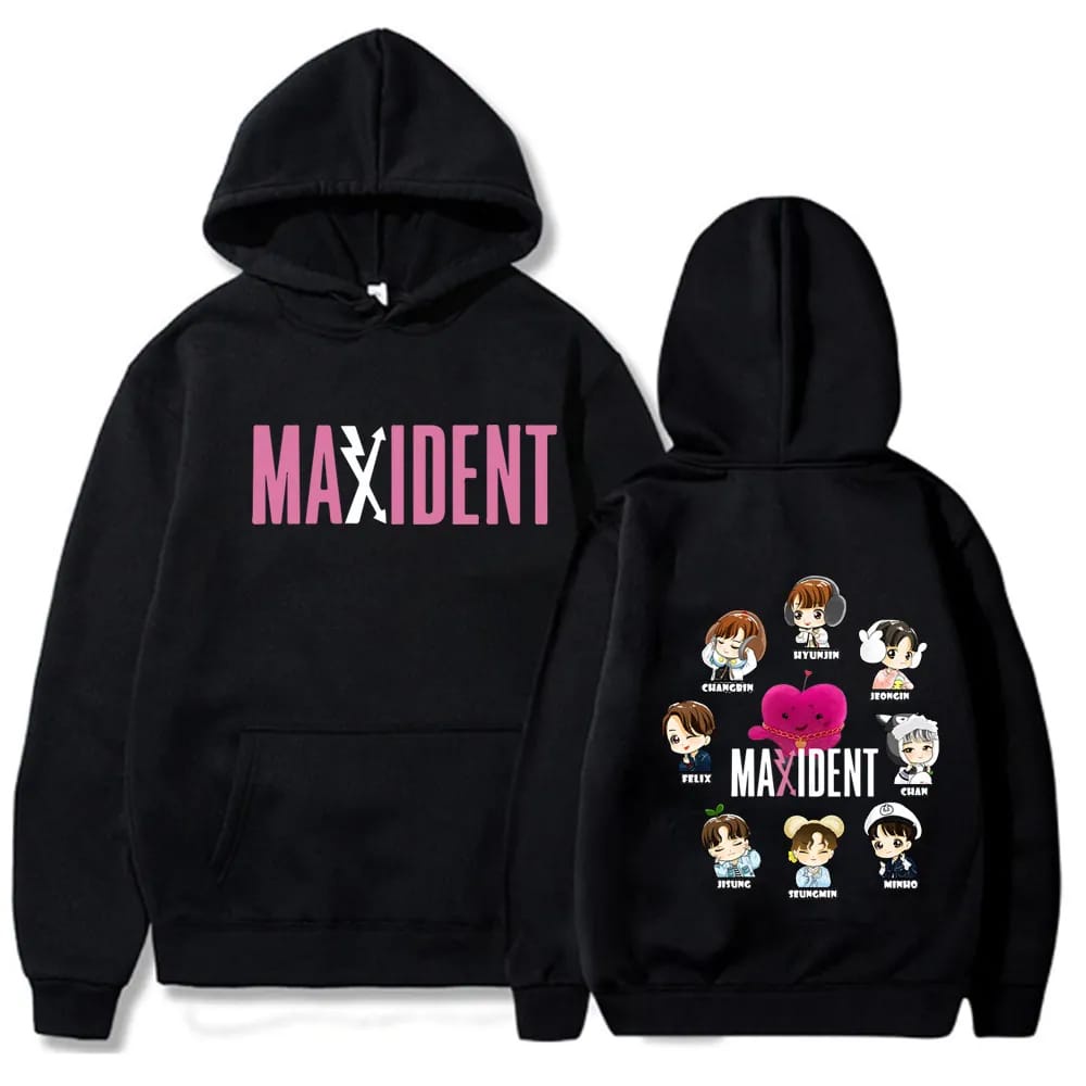 Flyself Kpop Stray Kids Title Song MANIAC capuchontrui heren dames Y2K E-Girl Zip Up Hoodies lange mouwen sweatshirts pullover casual bovenstuk Harajuku oversized jas, zwart (black 7), M