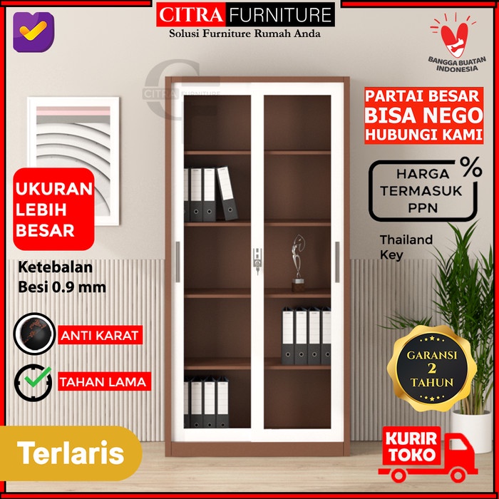 Jual Terlaris Shumo Lemari Arsip Besi 2 Pintu Sliding Kaca Filling ...