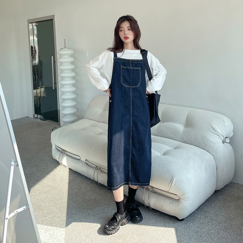 Jual Overall Denim Rokpanjang Wanita Import Casual Midi Dress Oversize ...