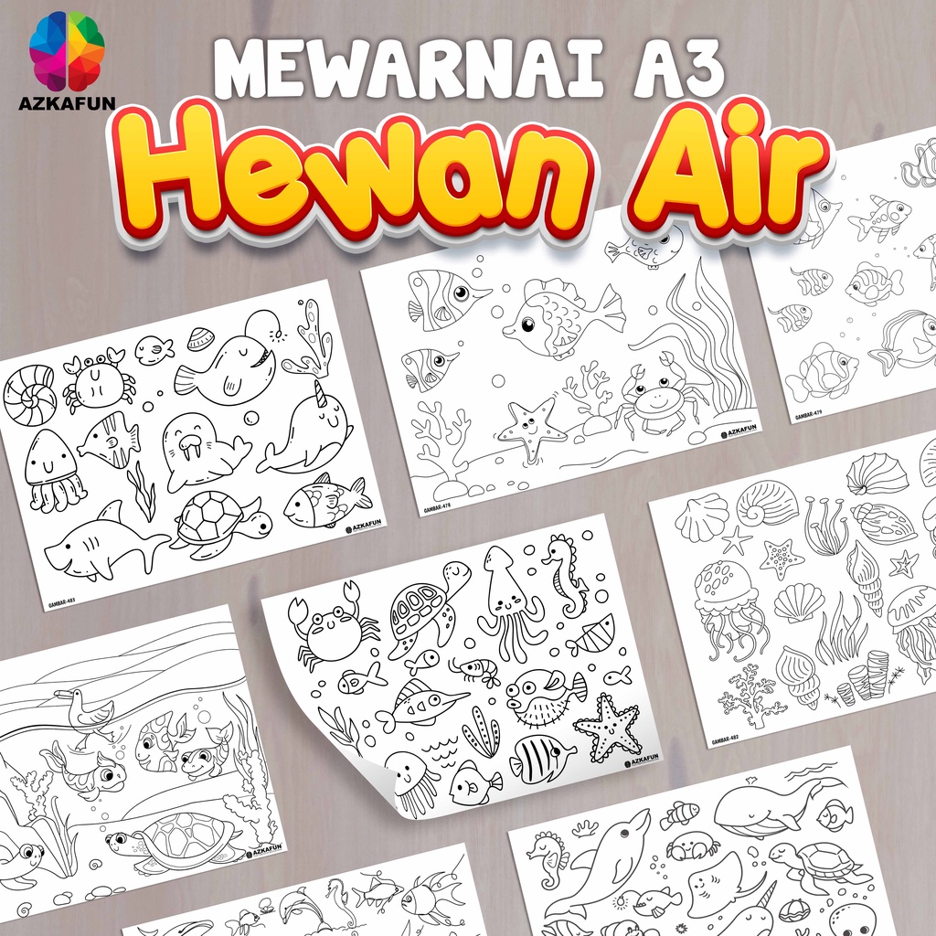 Jual Kertas Mewarnai A3 HEWAN DI AIR - Mewarnai perlengkapan sekolah ...