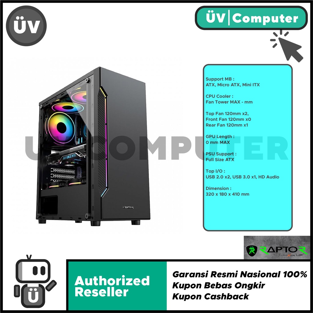 Jual Casing PC Komputer PowerUP Raptor 1651 Mid Tower ATX Case | Shopee ...