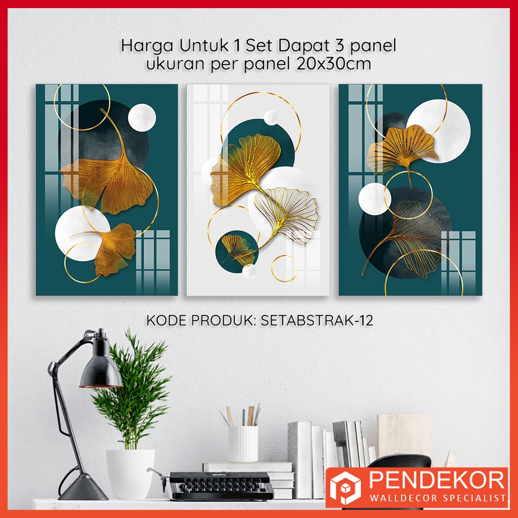 Jual Set Hiasan Dinding Abstrak Dapat 3 Panel Walldecor SETABSTRAK12