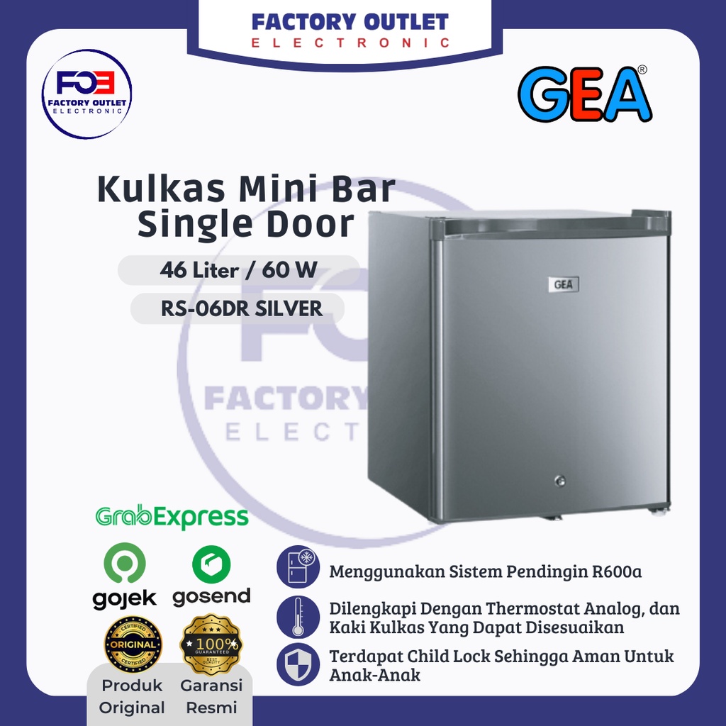 Jual GEA RS-06DR Kulkas Portable Mini Bar Soft Drink Cabinet Inox Eks ...